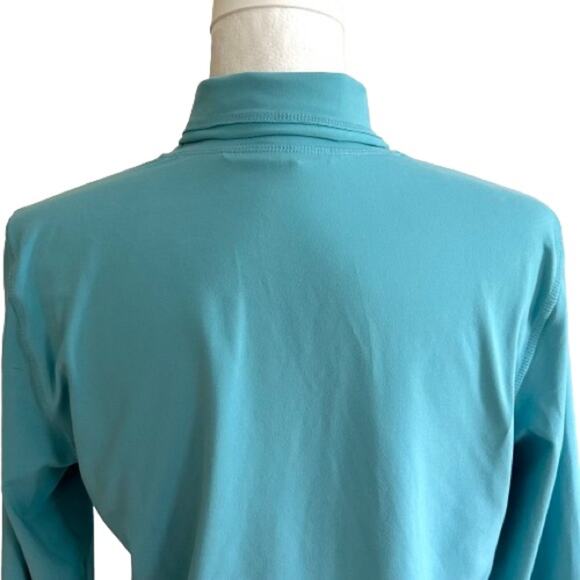 Athleta Light Blue Split Mock Turtleneck Long Sleeve Soft Active Top Large - Picture 11 of 15